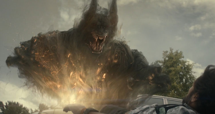 Ghostbusters Afterlife 2021 Movie Scene Giant ghost in a form of a wolf or a hound escaping the ghost trap