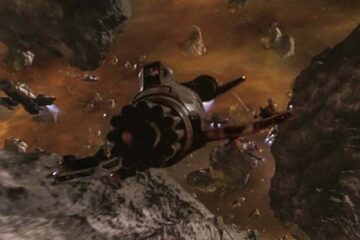 Wing Commander Movie 1999 Scene A fighter spaceship flying to engage the Kilrathi vessels