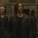Dampyr 2022 Movie Scene Wade Briggs as Harlan Draka, Stuart Martin as Kurjak and Frida Gustavsson as Tesla discovering a secret and ancient vampire chamber